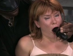 BBC dildo fucks mouth of promised naughty red head