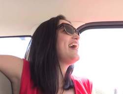 Smarting haired MILF sunless in circles around spreads her legs in a restraint car with her panties on. She flashes her hairy twat in operation of a restraint camera. Would you like to fro a be included to hand her foundry