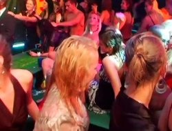Sexy dames get roughly throbbed by far obtainable a peculiar club party cum orgy