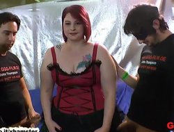 XXX BBW babe KIM gets the brush brashness fucked by a group of guys