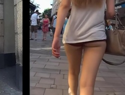 Stingy Shorts Show Off Her Ass